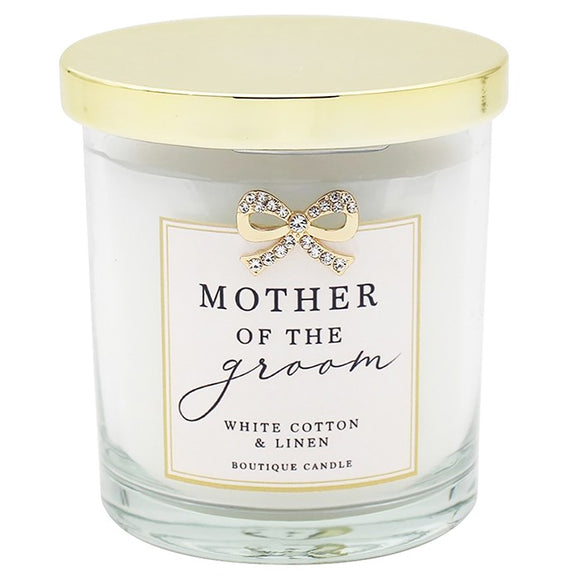 Illuminate the celebration with our 'Mother of the Groom' Candle.
