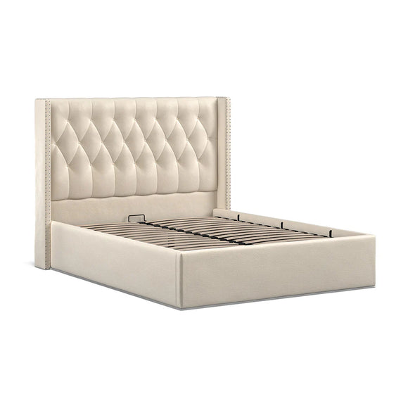 Functional king size bed with ottoman storage.