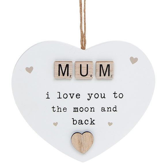 Scrabble Sentiment Hanging Heart Mum