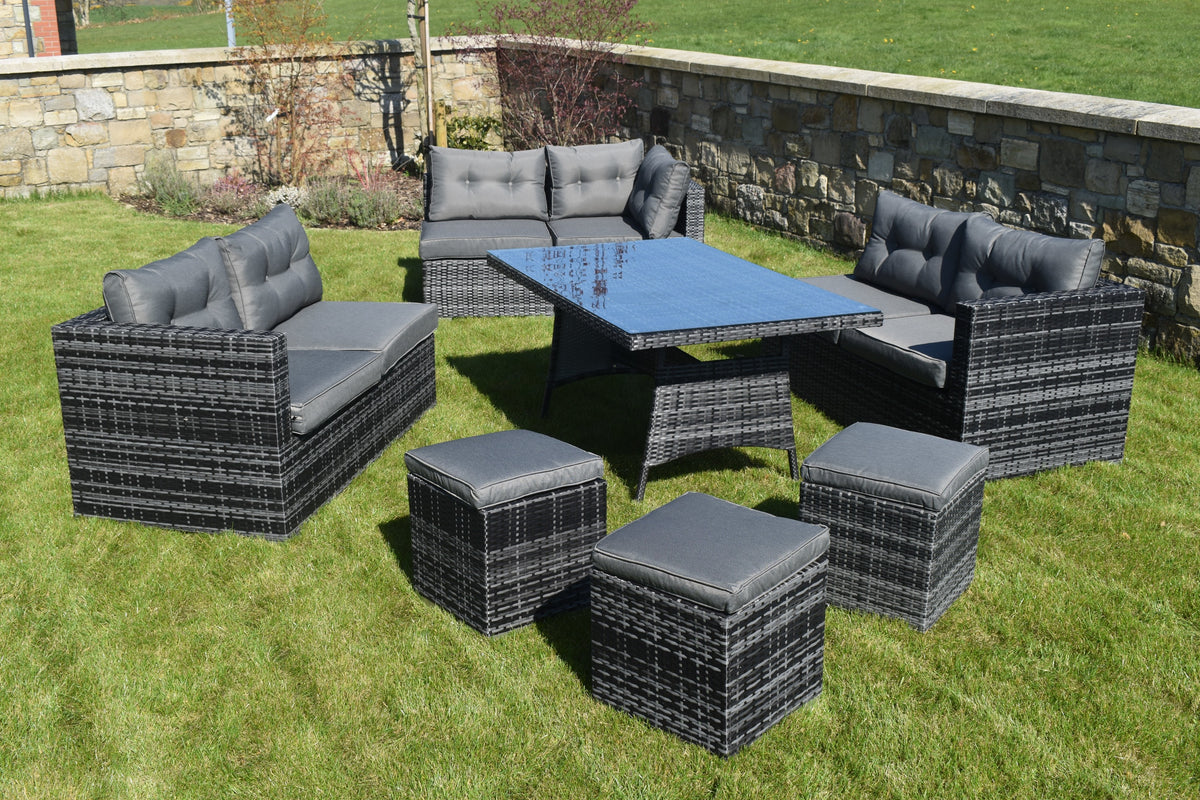 10 Piece Dark Rattan Garden Dining Set Shop Rattan Garden Furniture