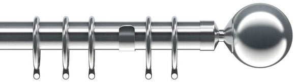 28mm Nikola Satin Silver Metal Curtain Pole Set