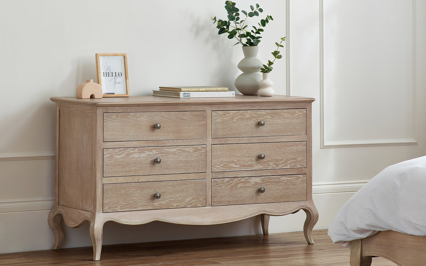 Washed oak chest store of drawers