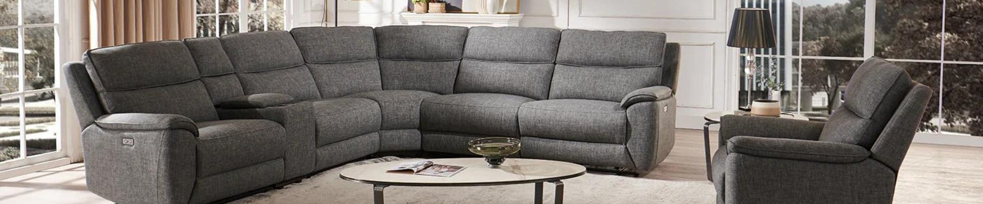 A stylish corner sofa in an elegant living room