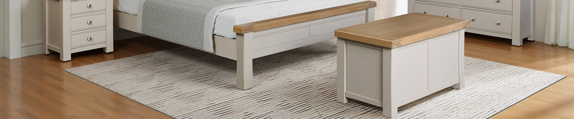 Blanket box for bedroom storage with wooden finish