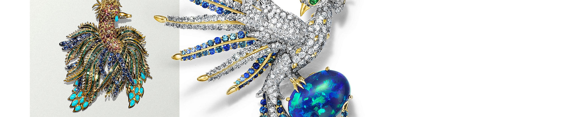 Elegant gold and silver necklaces, pendants, and gemstone brooches