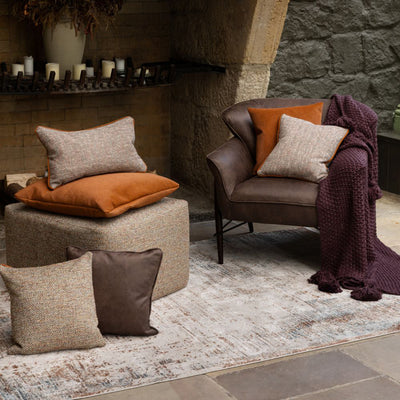 catter Box Barnacoghill Collection: Handwoven Tweed Textured Cushions and Ottomans