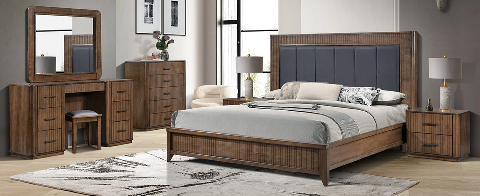 Vienna Bedroom Furniture Collection - Elevate your space with elegant and opulent bedroom furniture crafted from high-quality rubberwood in rich walnut finish.