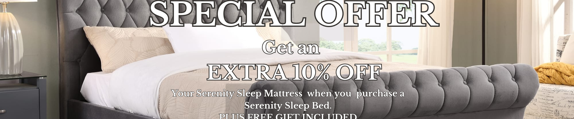 Luxurious bedroom showcasing Serenity Sleep's king size bed set with premium mattress