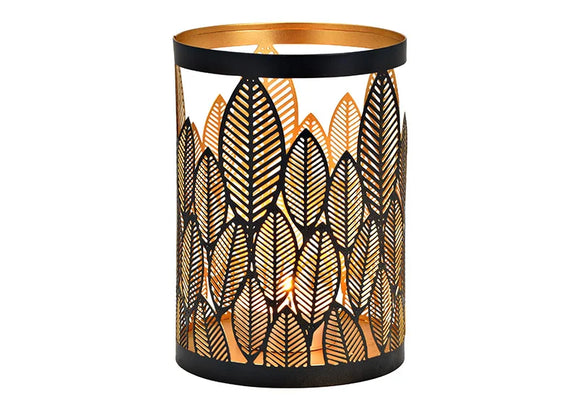 Lantern Leaf Decor Metal Black