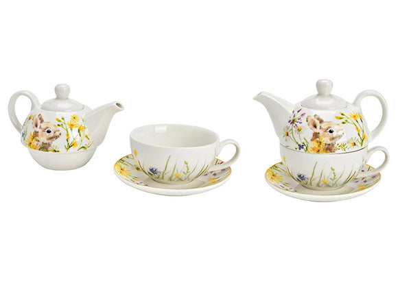Teapot Bunny Decor porcelain White Set