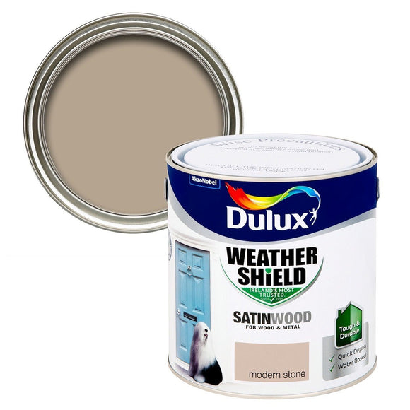 Achieve a sleek and modern look with Dulux Weathershield Exterior Satinwood Modern Stone for your outdoor surfaces.