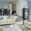 Blue and beige print wallpaper Laura Ashley