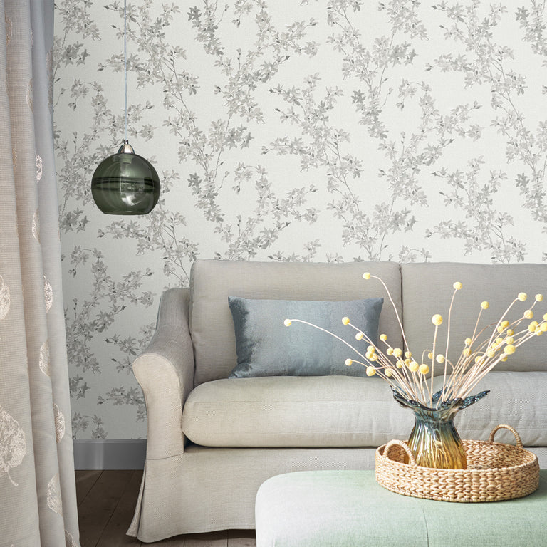 Laura Ashley Wallpaper Forsythia Steel