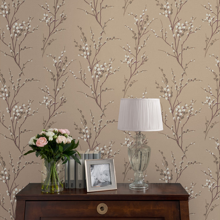 Laura Ashley Wallpaper Pussy Willow Natural
