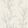 Elegant Pussy Willow Off White and Steel wallpaper