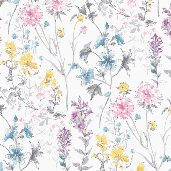 British wildflowers Laura Ashley Wild Meadow Multi wallpaper