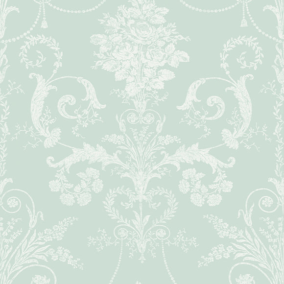 Elegant damask wallpaper Laura Ashley Josette Duck Egg