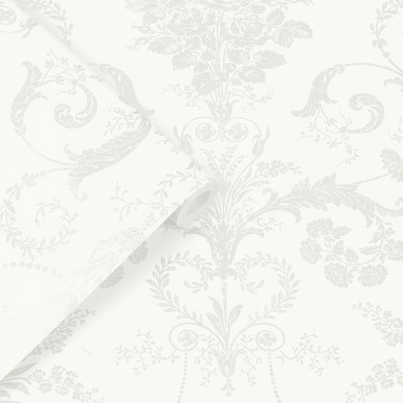 Elegant damask wallpaper Laura Ashley Josette White