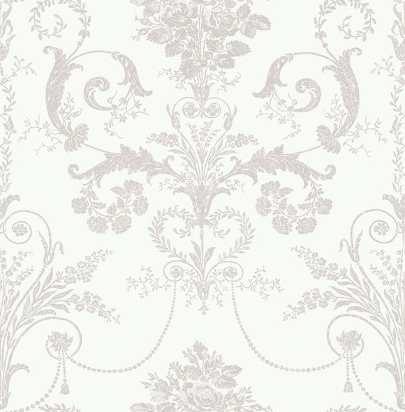 Elegant damask wallpaper Laura Ashley Josette Dove Grey