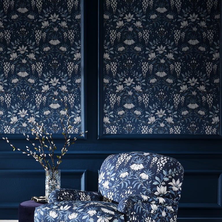 Laura Ashley Wallpaper Parterre Dark Seaspray