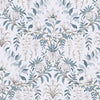 Floral wallpaper Parterre Off White and Seaspray