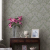 Laura Ashley sage green wallpaper