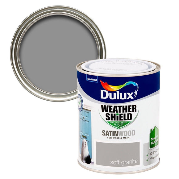 Dulux Weathershield Exterior Satinwood Soft Granite: A sophisticated and contemporary grey hue that adds elegance to your outdoor surfaces.