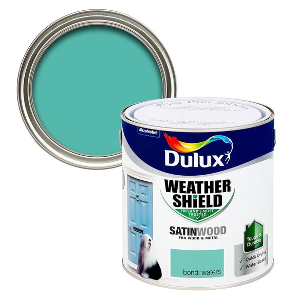 Dulux Weathershield Exterior Satinwood Bondi Waters: A refreshing and tranquil blue shade that evokes the serenity of coastal waters on your outdoor surfaces.