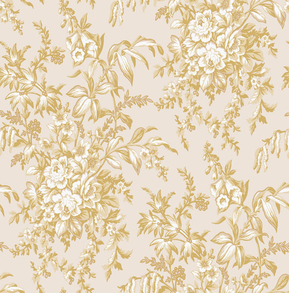 Laura Ashley Wallpaper Picardie Pale Gold floral design