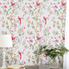 Non-woven wallpaper with floral design