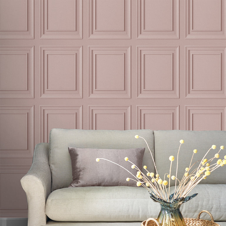Laura Ashley Wallpaper Redbrook Wood Panel Blush