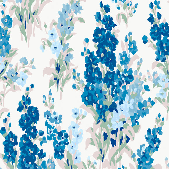 Sky blue stock flowers wallpaper Laura Ashley Stocks