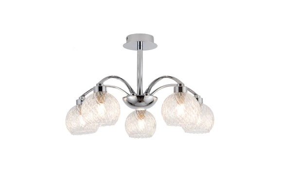 Contemporary chrome semi flush ceiling light with five bulbs - 5 Light Chrome