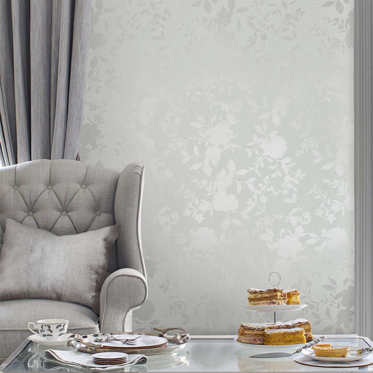 Laura Ashley Wallpaper Westbourne Silver