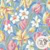 Non-woven Laura Ashley Wallpaper Tulips China Blue