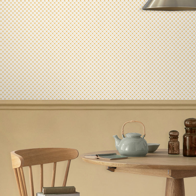 Laura Ashley Wallpaper Wickerwork Pale Ochre Yellow