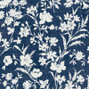 Charismatic floral wallpaper Rye Midnight Seaspray Blue