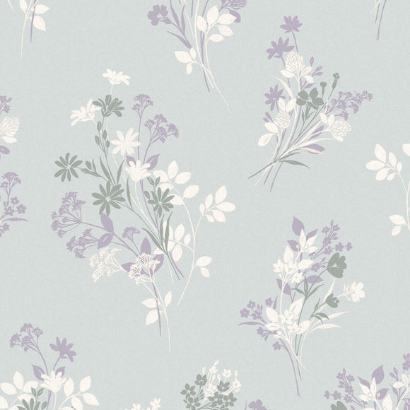 Pale duck egg blue floral wallpaper Laura Ashley Igerna