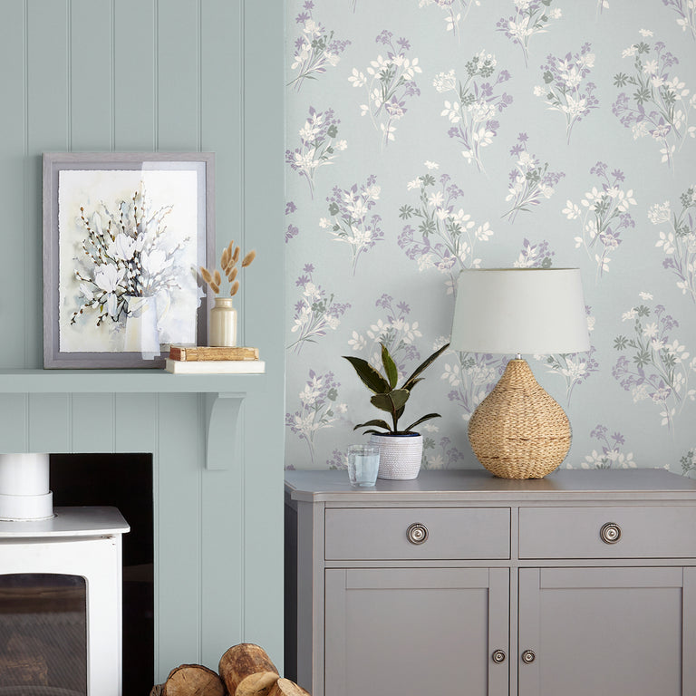 Laura Ashley Wallpaper Igerna Pale Duck Egg Blue