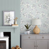 Botanical bunches wallpaper in pale duck egg blue