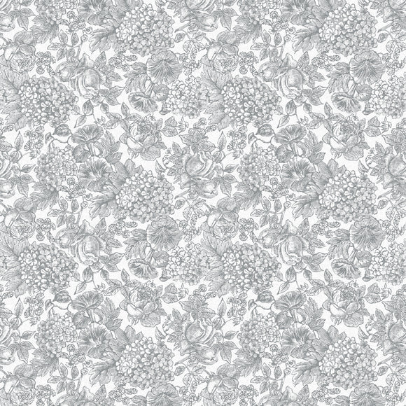 Elegant floral wallpaper Louise Slate Grey