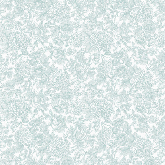 Elegant floral wallpaper Louise Duck Egg Blue