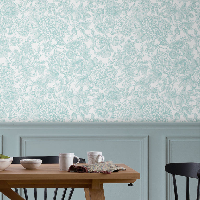 Laura Ashley Wallpaper Louise Duck Egg Blue