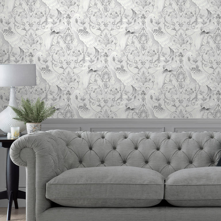 Laura Ashley Wallpaper Tregaron Silver