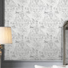 Non-woven Laura Ashley Wallpaper Tregaron Silver in chic interior