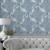 Non-woven Laura Ashley Wallpaper Tregaron Midnight Blue in chic interior