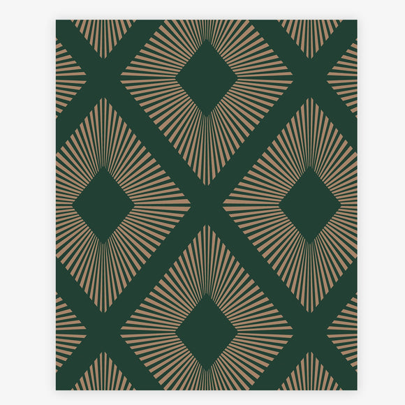 Deco Triangle Emerald wallpaper with contrasting rose gold