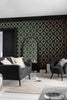 Emerald green wallpaper with geometric triangle design