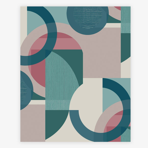 Retro Shapes Geo Teal wallpaper with geometric design