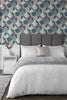 Teal geometric wallpaper featuring pink accents